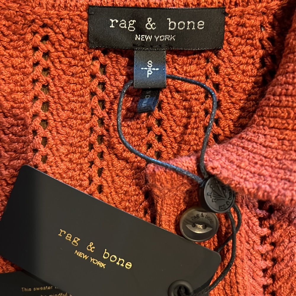 Rag & Bone NWT s knit cardigan cotton paprika